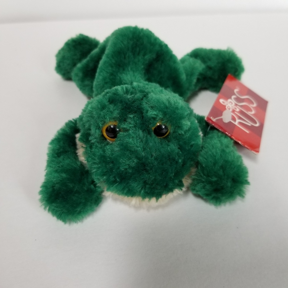 Russ Berrie Friggles Fropples 5" Inches Green Frog Plush Beanie Sutffed Animal